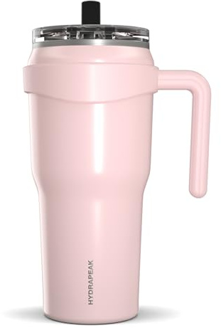 Hydrapeak Roadster 40oz Stainless Steel Tumbler Double Wall Vacuum Insulated Water Bottle With Handle And 2 in 1 Straw Lid (Seashell)