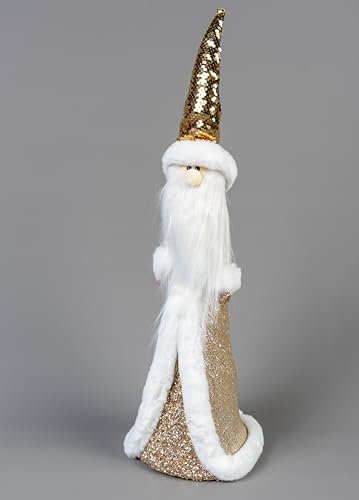 SHATCHI Golden Figures - Centrotavola natalizio con renna e gnomo, decorazione per la casa, per feste di Natale, decorazione per finestre, 44 cm, Babbo Natale