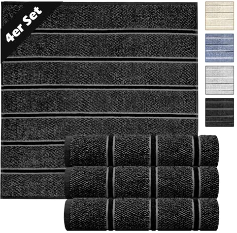 Lashuma Geschirrtücher schwarz - grau, Luzern Frottee Küchentücher 50x50 cm