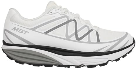MBT Simba ATR 2 SYM Chaussures de Sport pour Homme. Chaussures de Trekking Anatomiques Confortables. Chaussures Physiologiques Confort et Stabilité avec Semelle Courbée. Baskets de Montagne. Blanche