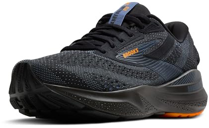 Brooks Adrenaline GTS 24 Stützender Laufschuh für Herren, Schwarz/Countryblau/Orange, 44 EU