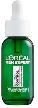 L'Oréal Paris Men Expert Siero Viso Anti-Imperfezioni, Per Pelli A Tendenza Acneica, Pelle Levigata e Illuminata, Macchie Ridotte, Con Niacinamide e Acido Salicilico, Derma Control, 30 ml
