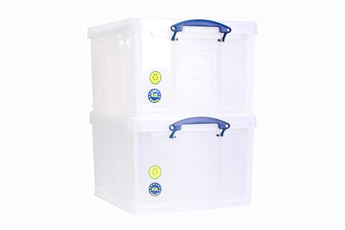 Really Useful Box Plastic Storage 42 Litre Clear (Pack Of 2)