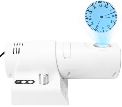 BuleVina 180° Adjustable LED Projection Alarm Clock, Wall Clock with 5 Dimming Color and Knob Focusing, Analog Clock Face with Brightness Adjustable, Clearly Visible for Home Decor (White)