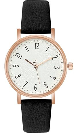 OFFCUP Damenuhr, Damen Analog Quarz Uhr mit Leder Armband, Uhren Damen Einfache Business Klassische Armbanduhr Lässig Quarzuhr Kleideruhr, 3 Zeiger -Schwarz