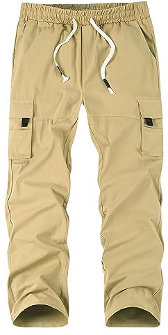 NANAMEEI Cargo Trousers for Men Elasticated Waist Trousers Combats Cargo Pants with Multi Pockets