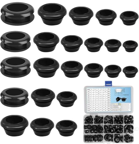 92 Pz Passacavo in Gommas, Passacavi Gomma, Ingresso Cavi, Gommino in Gomma Elettrico, Tappi Gommini Passacavo Elettrico IImpermeabili per Proteggere Fili Spine Cavo Elettricos, Nero