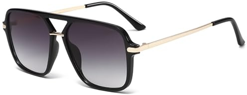 CIKJUK Pilot Sunglasses Womens Mens Retro 70s Tinted Lens Ladies Sun Glasses Vintage Square Metal Shades with UV400 Protection-Black/Black