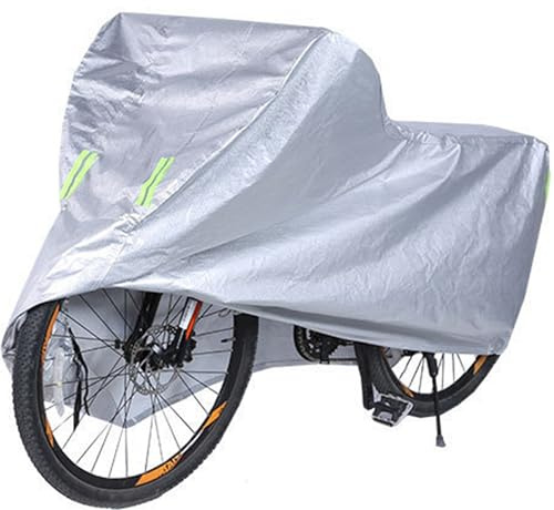 HUSHAX Funda Bicicleta Exterior Impermeable, Oxford Funda para Bicicleta, Cubierta para Bicicleta, Oxford Engrosado de 27-27,5 Pulgadas, Plateado, para Bicicletas de montaña y de Carretera