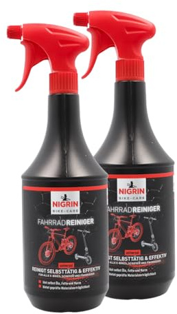 NIGRIN Bike-Care Fahrrad-Reiniger, 1000 ml Sprühflasche, Fahrradreinigung, reinigt selbsttätig und gründlich (Packung mit 2)
