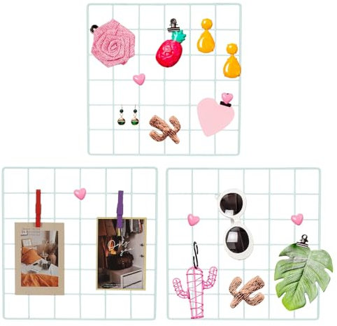 PATIKIL 12x12 in Wall Grid Panel, 3 Pack Wire Grid Panel Shelf Board Metal Gridwall Photo Pictures Display Hanging Organizer Mesh Frame Memo Board for Display DIY Craft Shows Home, White