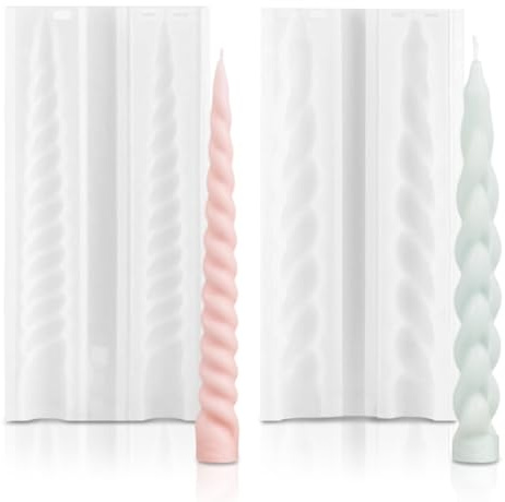 Moule à Bougie en Silicone,ESYFOR 2 Pièces Moule Bougie 3D en Spirale DIY Moules pour Bougies Facile à Détacher Fabrication de Bougies Moules pour Église, Noël, Dîner, Décoration De La Maison