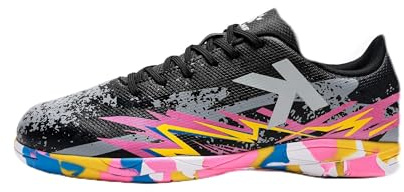KELME Pro Futsal Soccer Shoes – Indoor Sala Soccer Shoe Unisex Adult – Futsal Sneaker Men's and Women's Sala Cleats (Black/Pink, 10)