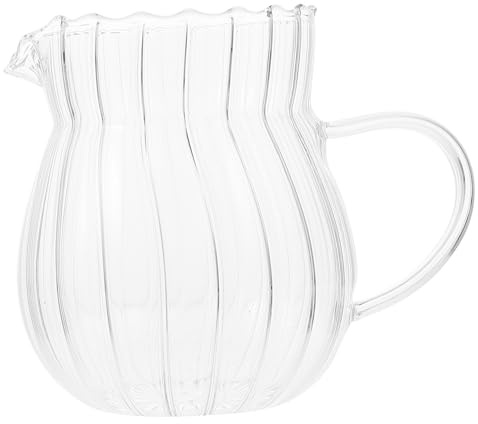 CIYODO Pot à Lait Verre Vintage avec Bec Verseur Anti-fuite Surface Lisse Fond Antidérapant pour Cafés Restaurants et Réceptions
