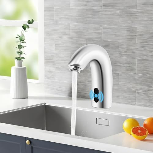 Rubinetto con sensore, rubinetto a infrarossi per lavabo, freddo e caldo, con sensore a infrarossi automatico, rubinetto senza contatto per ristoranti, centri commerciali, hotel