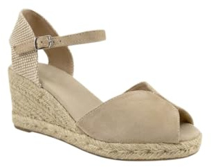MODELISA - Sandalias Cuña de Esparteñas para Mujer, Alpargatas con Plataforma de Yute y Pulsera al Tobillo (Beige, Sistema tallas calzado EU, Adulto, Mujer, Números, mediano, 37)