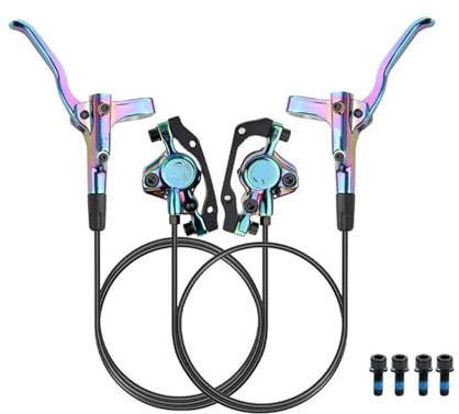 MT200 Cykel Hydraulisk Skivbroms MTB-broms 800mm 1600mm Cykelbroms 2 Kolv 3 Finger Stålspak Cykeldelar cyklar bakbromstrumma(Colorful LF-RR)