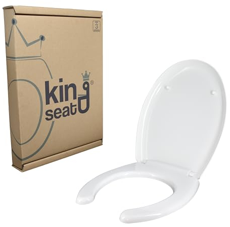 King Seat Sedile WC con Apertura Frontale per Disabili e Anziani - Copriwater Ergonomico in Materiale Termoindurente - Cerniere Regolabili e Fissaggio dal Basso