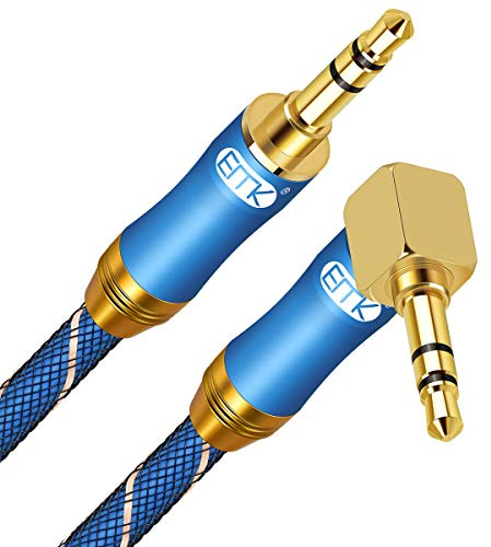 Cavo AUX 90 Gradi ad Angolo Retto EMK Cavo Jack 3.5 Maschio a Maschio Double-Braided Nylon Cavo Audio Stereo per Cuffie Smartphone iPhone Samsung Huawei Xiaomi Tablet ecc 4Ft/1.2M