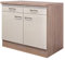 Flex-Well Unterschrank Nepal - Küchenschrank - 2-türig - 2 Schubladen - Breite 100 cm - Creme glänzend/Eiche Sonoma