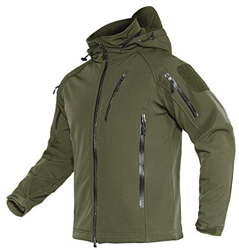 TACVASEN Herren Übergangsjacke Softshell Jacke Outdoor Winddicht Arbeitsjacke Winter Funktions-Fahrradjacke (L, Armeegrün)