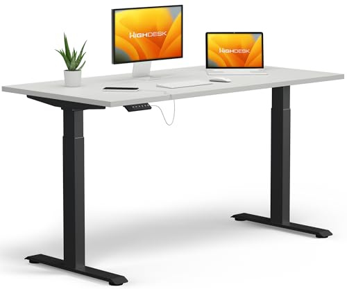 KRIEG HighDesk Basic Höhenverstellbarer Schreibtisch 180 x 80 cm I Schwarz + Weiß - Elektrischer Sitz- & Stehtisch mit Tischplatte - Stehschreibtisch Elektrisch Höhenverstellbar