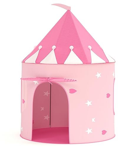 FAYDUDU Kinderzelt, Kinder Spielhaus Indoor, Kinder Bettzelt,Spielzelt für Drinnen,Prinzessin Zelt, Kinderspielhaus, Kuschelecke Kinderzimmer Dekor ab 1 Jahre (Rosa)