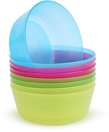 Iceten 8 PCS Plastic Bowls for Children, Reusable Kids Bowls Sets, Melamine-Free, Unbreakable Mixing Bowl, Toddler Bowls Set, Kids Picnic and Party Tableware for Boys and Girls