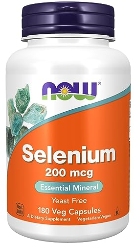 Now Foods, Selenium (Selen), 200mcg, hefefrei, 180 vegane Kapseln, Laborgeprüft, Vegetarisch, Glutenfrei, Sojafrei, Ohne Gentechnik
