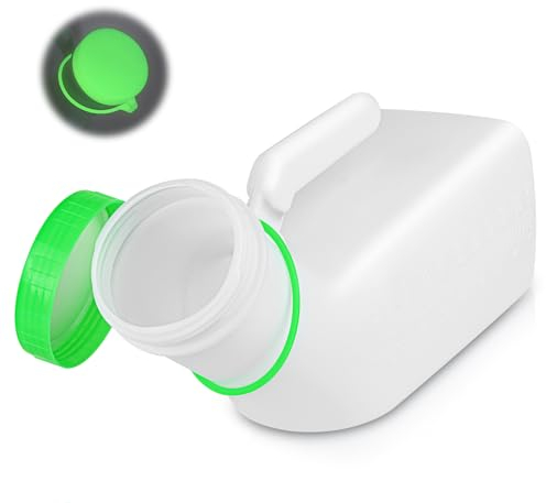ACWOO Urinatoio da Uomo, 1000 ML Orinatoio Portatile Unisex, Contenitore per Urina con Coperchio Fluorescente, Pappagallo Urina Uomo per Viaggi in Auto, Ingorghi Stradali, Campeggio