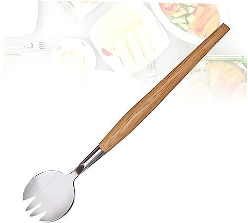TOPBATHY Forchette Ergonomiche Con Manico in Legno Forchette Per Insalata Forchetta Per Servire Cibo in Acciaio Inossidabile