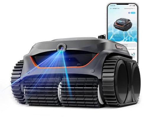 WYBOT C2 Vision AI telecamera robot piscina cordless con batteria, robot piscina pareti e fondo, filtrazione a due strati, motore brushless, aspirazione potente, per piscine interrate fino a 150㎡