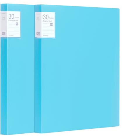 Srvnpioy 2 Pezzi Portalistino A3, 30 Tasche Trasparenti, Porta vista A3 60 viste, Presentazione Mostra Libro per opere d'arte, fogli report, Blu
