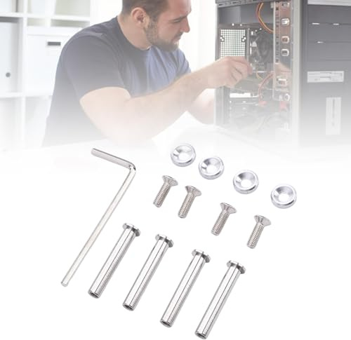 Yanmis CPU Fan Screw Set, for 25/30mm Thick Computer Fans PC Case Fan Screws for CPU Coolers Anodized Aluminum Washers Kit for Gamers (Silver)