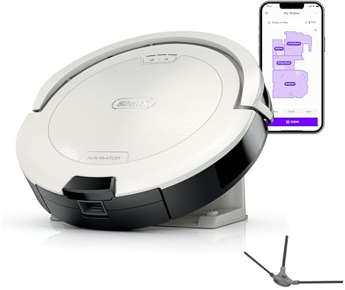Shark Navigator Robot Vacuum with SmartPath Navigation and Self-Cleaning Brushroll, Powerful Suction, for Carpets & Hard Floors, White, AV2120