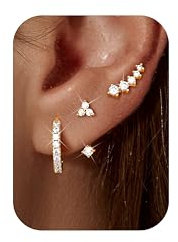 Chriscoco Boucles d'Oreilles Femme Acier Inoxydable Creoles Or Argent Femme | 3Paires Boucle d'Oreille Femme Or,Hypoallergénique ,Petites Creole,Piercing Helix Cartilage,Piercing Oreille