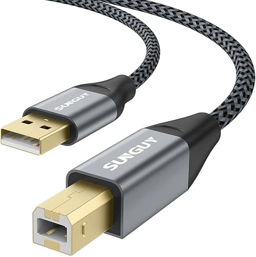 SUNGUY Cavo Stampante USB 0,5m USB 2.0 A da Maschio a B breve Cavo per Scanner in Nylon Intrecciato Compatibile per Canon, HP, Brother, dell, Fujitsu - 0,5M