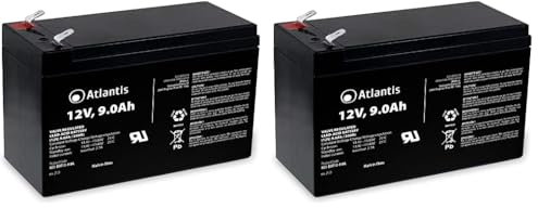 Atlantis batteria piombo 12v 9 ah ermetica (VRLA), adatta per UPS Gruppi di Continuità, Videosorveglianza, Sistemi di allarme, mobilità elettrica, giocattoli, attacco faston F2 6,3mm, A03-BAT12-9.0A