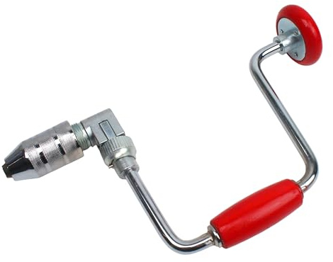 Manual Hand Drill, Hand Crank Drill, 12.8 Inch Swing Bit Brace Tool Kit for Hole Punch Woodworking Professional Carpenters, with 4 Jaw Chuck for Wood Plastic Acrylic, Only for Square End Bits