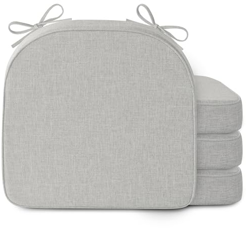 MineCozy Chair Cushions for Dining Chairs 2.5 Thickened Indoor Kitchen Seat Cushions Set of 4 Non Slip Seat Pad with Washable Cover and Ties (17 x16, Sliver Grey)