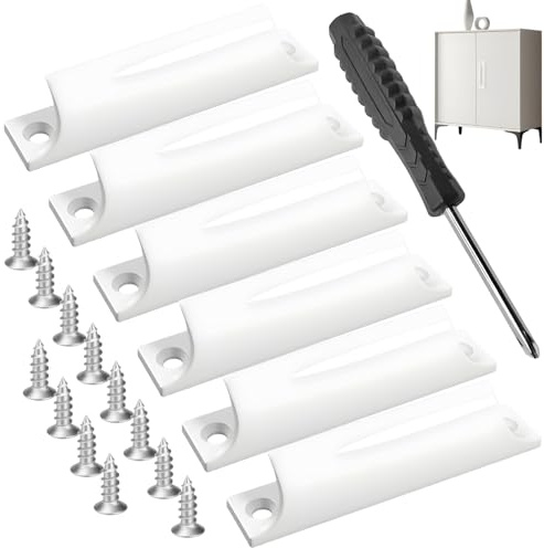 6 Pezzi Bianco Maniglie per Mobili Maniglie per Mobili Da Cucina in Alluminio Maniglia Porta Esterna Nascosta con 12 Viti e 1 Cacciavite a Croce Maniglia Porta Scorrevole per Mobili Porte e Finestre