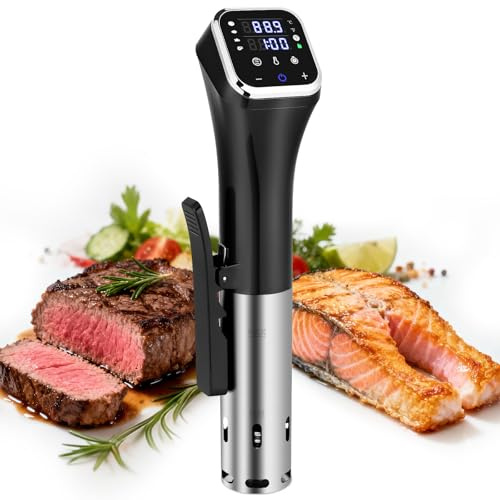 Obecilc 1100W Smart Sous Vide Cooker with WiFi App, Immersion Circulator ±0.1°C, 4D Circulation Heating, 25–95°C Range, Stainless Steel Low-Temperature Slow Cooker for Home Kitchen