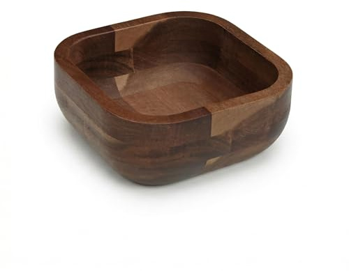 Generico Svuotatasche in Legno di Acacia – Portaoggetti da Ingresso per Chiavi, Monete e Gioielli – Organizer Decorativo Naturale (Quadrata)
