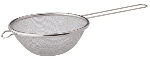 HIC Kitchen Fine Mesh Strainer With Helper Handle, 18/8 Stainless Steel, 6-Inch, For Sifting, Draining, And Straining Pasta, Vegetables, Stocks, And Sauces
