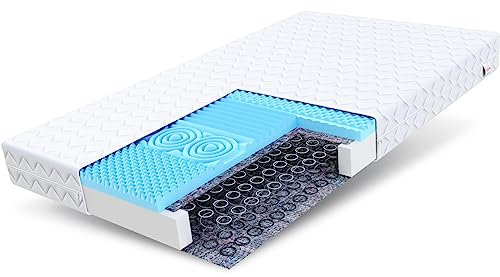 FDM Bambino Bonellfederkernmatratze 80 x 190 cm Kindermatratze Komfortschaum 15 cm Höhe Matratze 7-Zonen Härtegrad H2 (Mittelweich) Bezug Zweiseitig Abnehmbar Waschbar