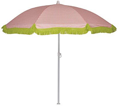 EZPELETA Sombrilla de playa. Parasol de playa. Ligero y plegable de acero. Paraguas sol. Protección solar UPF 50+. Diámetro 150cm. Estampado flores/cuadros/rayas. Incluye funda/bolsa. - Cuadros-Coral