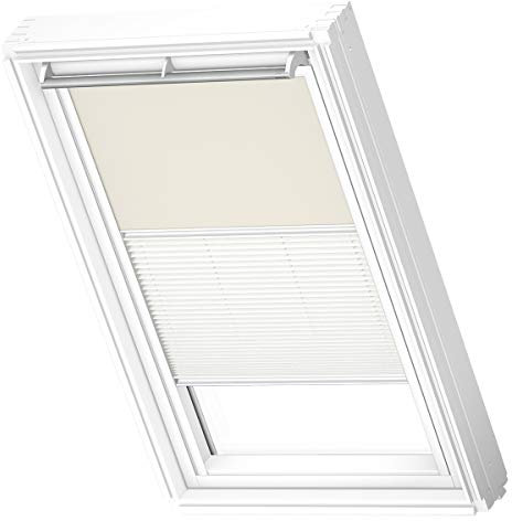 VELUX Original Dachfenster Duo Verdunkelungsrollo für SK08, Hellbeige, mit weißer Führungsschiene