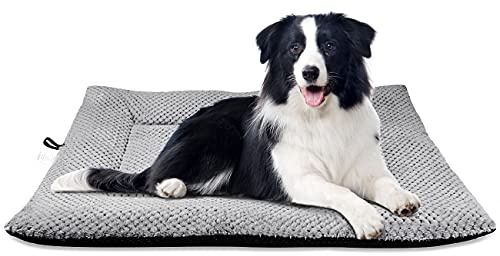 Onarway Dog Bed Mat Extra Large: Washable Fluffy Dog Bed Cushion for Cats Puppies - XL 106x71cm Sherpa Dog Crate Mattress for Extra Large Pets Grey