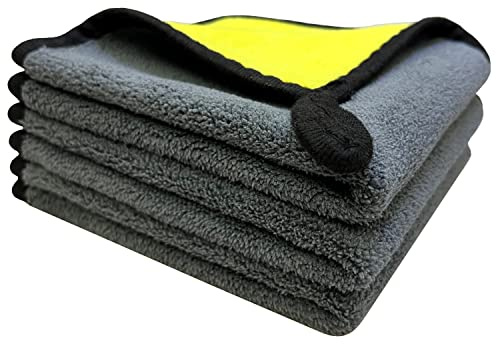 VAIYNWOM 3er Set Mikrofasertücher Autopflege, Sehr Weich Poliertuch Microfasertücher Auto Trockentücher, Fusselfreie zum Reinigung Auto Motorrad, Innenreinigung, 30x30cm, Gelb