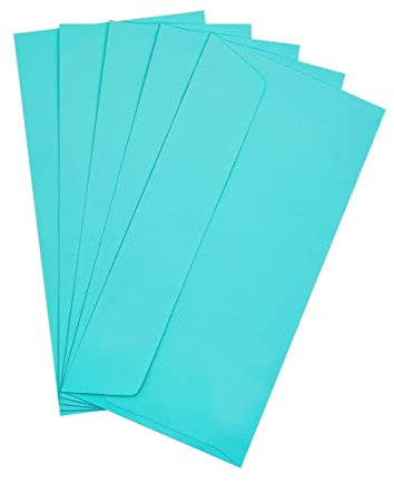 Raylu Paper® - 20 kleine farbige Umschläge mit Klebeverschluss und ohne Fenster für Party, Hochzeit, Geburtstag oder Weihnachten. Bunte Umschläge DL 110 x 220 mm (Hellblau)